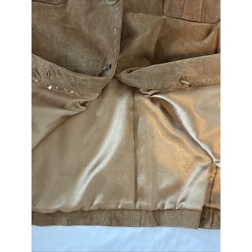 Style & Co Tan Suede Leather Jacket Blazer Sz PL Structured Western Earthy Boho - Picture 8 of 16